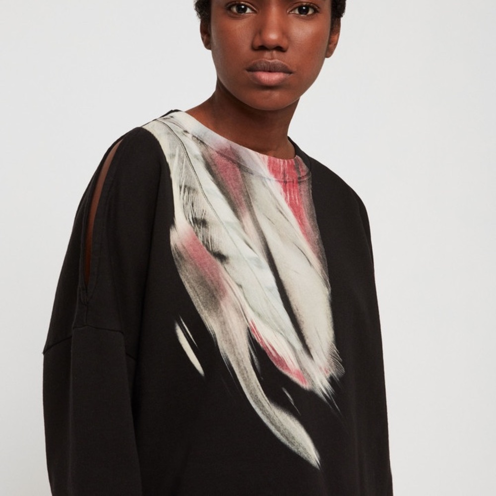 NWT AllSaints Penna Unai Sweatshirt, Black, US L